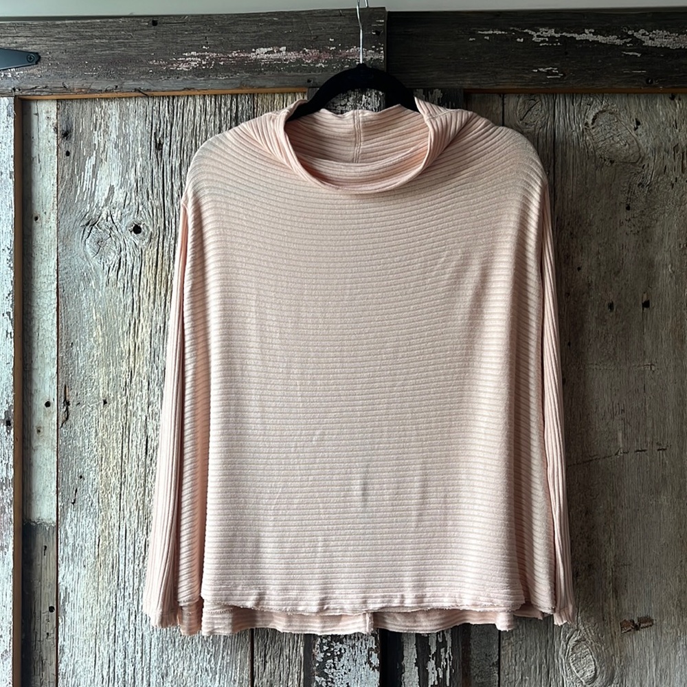 Free People Lover Rib Split Back Pullover, XS, Pink, New without Tags